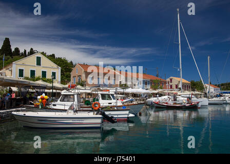 Fiskardo Waterfront, Kefalonia, Griechenland Stockfoto