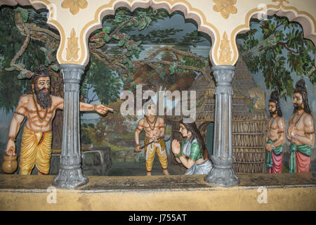 Rushi Jamadagni weist seinen Sohn Parshuram, seine Mutter Renuka zu töten. Kaikadi Maharaj Mathematik, Pandharpur Stockfoto