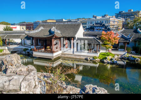 Dunedin, Neuseeland - Mai 3,2016: Die Eingangshalle des Chinesischen Garten Dunedin in Neuseeland. Stockfoto