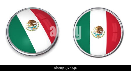 rund um Fahne mexikanischen Taste Banner Pin Aufkleber Mexiko Aufkleber Reisen Stockfoto