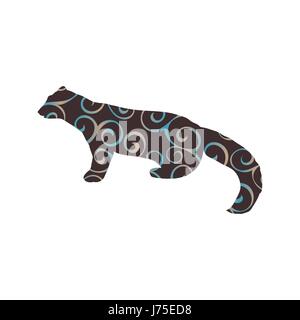 Marten Tierwelt Farbe Silhouette Tier Stock Vektor