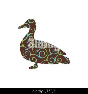 Ente Vogel Farbe Silhouette Tiere Stock Vektor