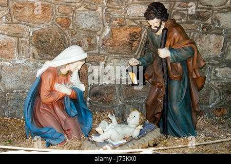 Joseph Mary und Jesuskind Statuen im Haus der Mutter Maria, Ephesus, Türkei Stockfoto