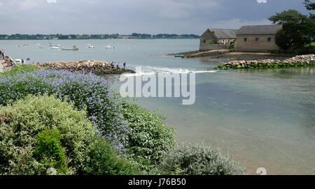 Durchgang von Berder, Berder Insel (Baden, Morbihan gulf, Bretagne, Frankreich). Stockfoto