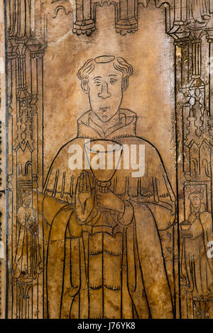 Großbritannien, England, Derbyshire, Derby, Eisernes Tor, Kathedrale, 1400 s Denkmal für Sub Dekan John Lawe Stockfoto