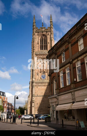 Großbritannien, England, Derbyshire, Derby, Eisernes Tor, Turm der Kathedrale, England das zweite höchste Stockfoto