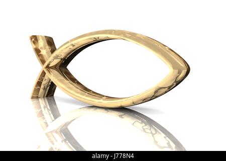 gold - 3D Ichthys Fisch Symbol 02 Stockfoto