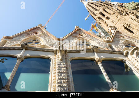 Gaudis Sagrada Familia Basilika noch im Aufbau, Barcelona, Spanien. Stockfoto