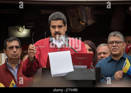 Caracas, Venezuela. 23. Mai 2017. Venezolanischer Präsident Nicolás Maduro spricht in einem Akt, nach Montage Constitutuent zu unterstützen. Bildnachweis: Marcos Salgado/Alamy Live-Nachrichten Stockfoto