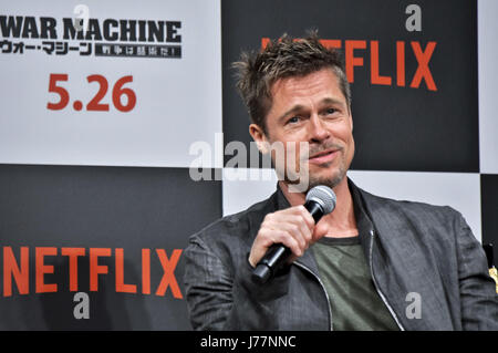 Brad Pitt besucht die "Kriegsmaschine" Pressekonferenz im Ritz-Carlton Hotel am 22. Mai 2017 in Tokio, Japan. | Verwendung weltweit Stockfoto