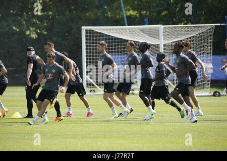 Cobham, Surrey, UK. 24. Mai 2017. Chelsea Football Club Spieler trainieren an der Akademie der Vereine in Cobham in Vorbereitung auf ihre FA Cup final Zusammenstoß mit Arsenal am Samstag Credit: Motofoto/Alamy Live News Stockfoto