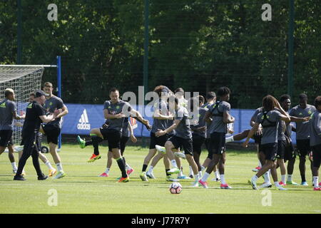 Cobham, Surrey, UK. 24. Mai 2017. Chelsea Football Club Spieler trainieren an der Akademie der Vereine in Cobham in Vorbereitung auf ihre FA Cup final Zusammenstoß mit Arsenal am Samstag Credit: Motofoto/Alamy Live News Stockfoto