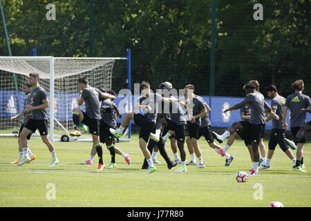 Cobham, Surrey, UK. 24. Mai 2017. Chelsea Football Club Spieler trainieren an der Akademie der Vereine in Cobham in Vorbereitung auf ihre FA Cup final Zusammenstoß mit Arsenal am Samstag Credit: Motofoto/Alamy Live News Stockfoto