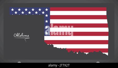 Oklahoma-Karte mit amerikanischen Nationalflagge illustration Stock Vektor