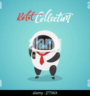 Niedlich in flachen Stil Charakter. Lustige Cartoon Roboter Stock Vektor