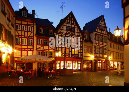 DEU, Deutschland, Mainz: Fachwerkhaeuser, Kirschgarten, Altstadt Bei Abenddaemmerung | DEU, Deutschland, Mainz: Fachwerkhäuser, Kirschgarten, alt Stockfoto