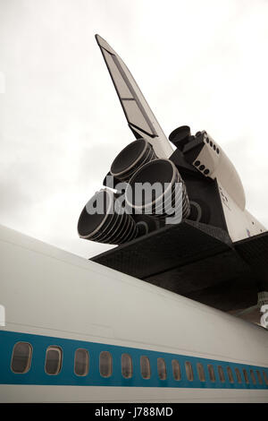 Space Shuttle Unabhängigkeit sitzt auf einer Boeing 747 am NASA Johnson Space Center in Houston, Texas. Stockfoto