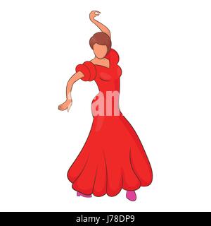 Flamenco-Tänzer-Symbol im Cartoon-Stil, die isoliert auf weißem Hintergrund-Vektor-illustration Stock Vektor