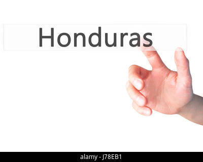 Honduras - Hand drücken einer Taste auf unscharfen Hintergrund Konzept. Wirtschaft, Technologie, Internet-Konzept. Stock Foto Stockfoto