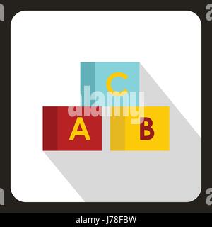 Alphabet-Würfel mit Buchstaben A, B, C-Symbol im flachen Stil auf einem weißen Hintergrund Vektor-illustration Stock Vektor