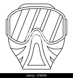 Paintball Maskensymbol im Umriss-Stil auf einem weißen Hintergrund-Vektor-illustration Stock Vektor