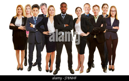 Gruppe von vielen Unternehmensberatern als Team zusammen in Teamarbeit Stockfoto
