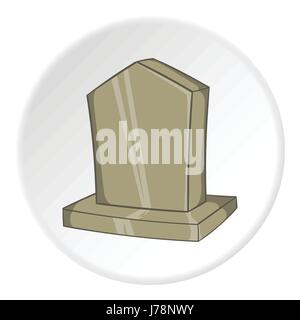 Sepulchral Denkmal Symbol im Cartoon-Stil auf weißen Kreis Hintergrund isoliert. Tod-Symbol-Vektor-illustration Stock Vektor