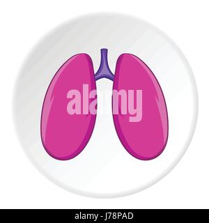 Lungen-Symbol im Cartoon-Stil auf weißen Kreis Hintergrund isoliert. Menschliche Organe Symbol Vektor-illustration Stock Vektor