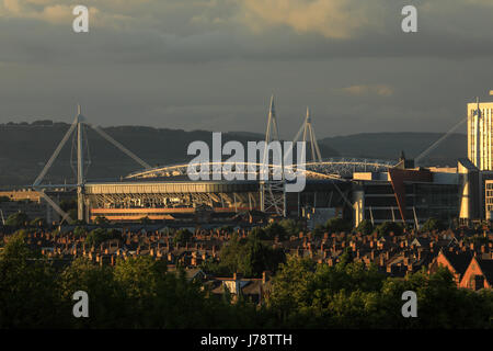 Fürstentum Stadion, formal Millennium Stadium, Cardiff, Wales, UK. Heimat der Welsh Rugby und der Veranstaltungsort für das Champions League Finale 2017. Stockfoto