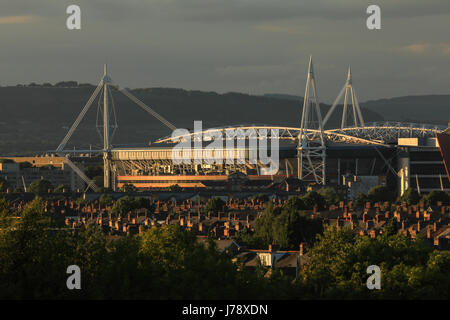 Fürstentum Stadion, formal Millennium Stadium, Cardiff, Wales, UK. Heimat der Welsh Rugby und der Veranstaltungsort für das Champions League Finale 2017. Stockfoto