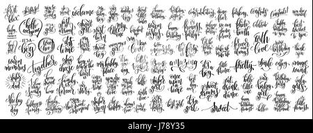 Mega-Set von 100 handgeschriebenen Schriftzug Stock Vektor