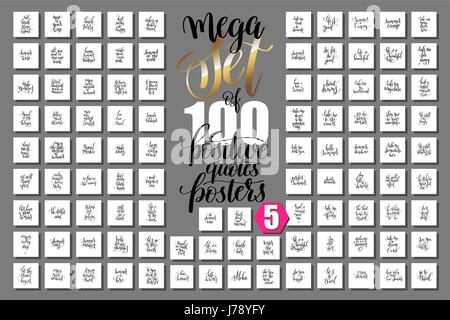 Mega-set 100 positive Zitate Poster über glückliche Sommer Stock Vektor