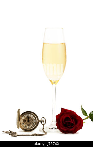 rote Rose Champagner Tasche Stockfoto