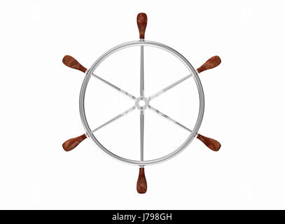 Lenkung Boot Chrom-Steuerelement rendern Ruder Schiff Rad 3d Lenkanlage Stockfoto