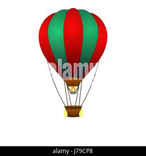 Heißluft-Ballons, die isoliert auf weißem Hintergrund Stockfoto