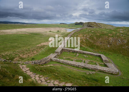 Meile Burg 39 in der Nähe von Sycamore Gap (Robin Hood Baum), wurde dieser Teil der Mauer aus seiner Verwendung in "Robin Hood König der Diebe" berühmt Stockfoto