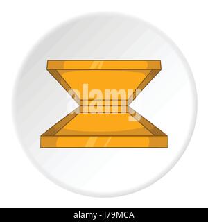 Box für Pizza-Symbol im Cartoon-Stil auf weißen Kreis Hintergrund isoliert. Lebensmittel und Verpackung Symbol Vektor-illustration Stock Vektor