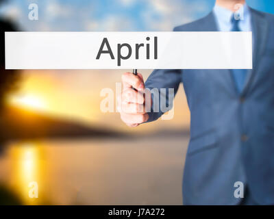 April - Geschäftsmann Anzeichen. Wirtschaft, Technologie, Internet-Konzept. Stock Foto Stockfoto