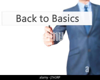 Zurück zu den Wurzeln - Geschäftsmann Anzeichen. Wirtschaft, Technologie, Internet-Konzept. Stock Foto Stockfoto