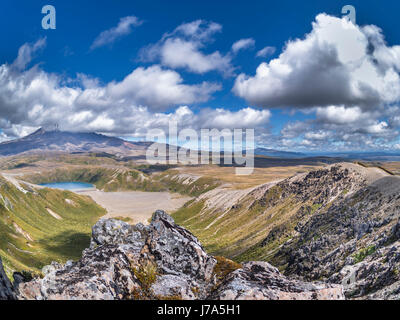 Ruapehu-Distrikt, Tongariro Nationalpark, Tamer Untersee, Mount Ruapehu, Neuseeland, Mount Te Heuheu Stockfoto