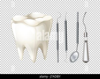 Zahn und zahnärztlichen Ausrüstungen illustration Stock Vektor
