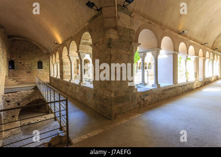 Spanien, Katalonien, Costa Brava, El Port de la Selva, Kloster Sant Pere de Rodes, der obere Kreuzgang Stockfoto