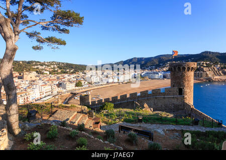 Spanien, Katalonien, Costa Brava, Tossa de Mar, Blick von der Vila Vella oder Altstadt Stockfoto