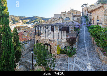 Spanien, Katalonien, Costa Brava, Tossa de Mar, im Inneren der Vila Vella Stockfoto