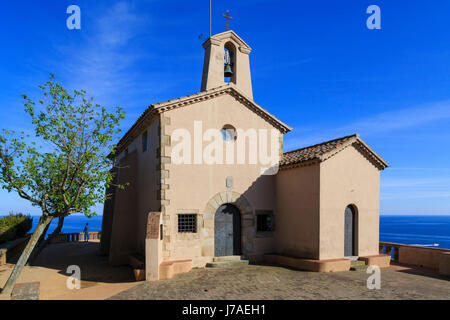Spanien, Katalonien, Costa Brava, Sant Feliu de Guíxols, Kapelle von Sant Elm, seit diesem Panorama ist der Spitzname Costa Brava geboren Stockfoto