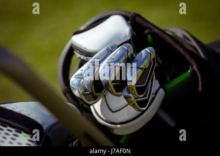 Golfclubs in Tasche Stockfoto