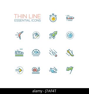Geschwindigkeit - stellen moderne Vektor einzelne dünne Linie icons Stock Vektor