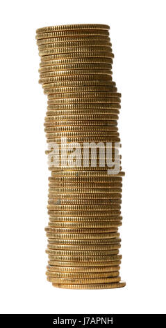 isolierte-Euro-Münze Münzen Stack Cent Geld Bank kreditgebende Institution Turm Stockfoto