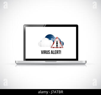 Cloud-Computing-Virus alert Computer Konzept Abbildung in weiß Stockfoto
