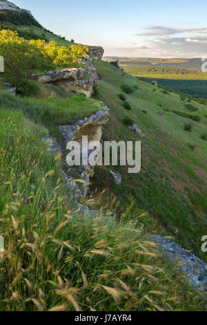 Stadt Bakla in Bakhchysarai Raion, Crimea Höhle. Stockfoto